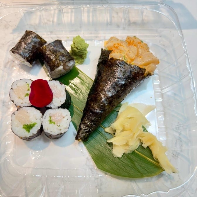 Spicy Scallop Hand Roll.