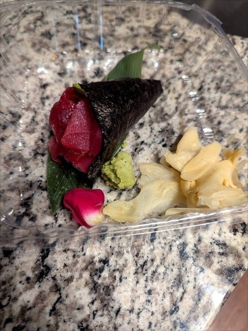 Tuna Avocado Hand Roll.