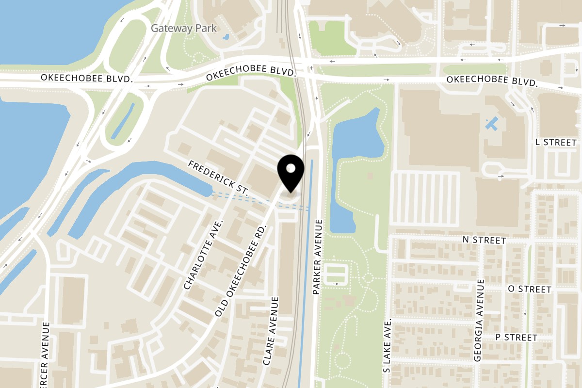 Map showing the location of Katsumori Asian Fusion on 1000 Old Okeechobee Rd in West Palm Beach
